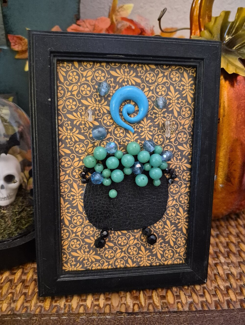 Halloween Black Cauldron Hand-Crafted Wall Art 4×6